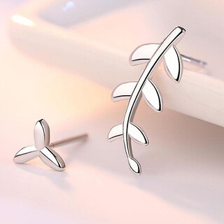 Foto 3 | Foto 3 | Set De Pendientes Huoguo Chapados En Plata Con Hojas De Árbol De Primavera Para Mujer - Venta Internacional.