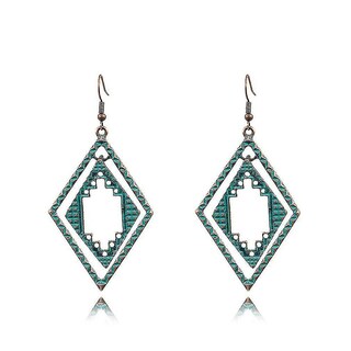 Foto 1 | Foto 1 | Pendientes Huoguo Con Colgante De Aleación De Diamantes Verdes Con Rombo Para Fiesta - Venta Internacional.
