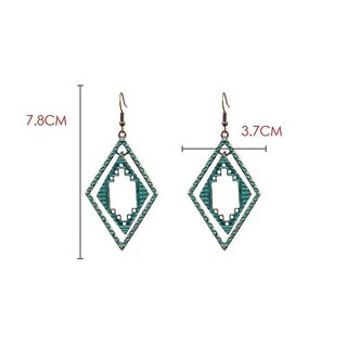 Foto 3 | Foto 3 | Pendientes Huoguo Con Colgante De Aleación De Diamantes Verdes Con Rombo Para Fiesta - Venta Internacional.