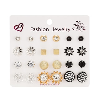 Foto 1 | Foto 1 | Pendientes Huoguo Con Tarjetas De Circonitas  12 Pares  Para Mujer - Venta Internacional.