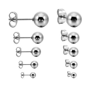 Foto 1 | Foto 1 | Juego De 5 Pares De Pendientes Clásicos Con Forma De Bola De Acero Inoxidable - Venta Internacional.
