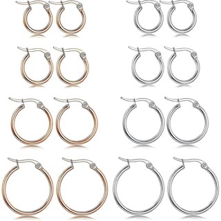 Foto 1 | Foto 1 | Pendientes Huoguo De Acero Inoxidable Con Forma De Aro Pequeño Redondeado 8 Pares - Venta Internacional.