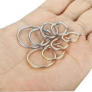 Foto 4 | Foto 4 | Pendientes Huoguo De Acero Inoxidable Con Forma De Aro Pequeño Redondeado 8 Pares - Venta Internacional.