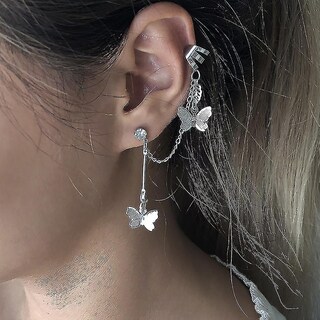Foto 3 | Foto 3 | Pendientes Huoguo Cadena Con Borlas En Forma De Mariposa Clips De Aleación - Venta Internacional.