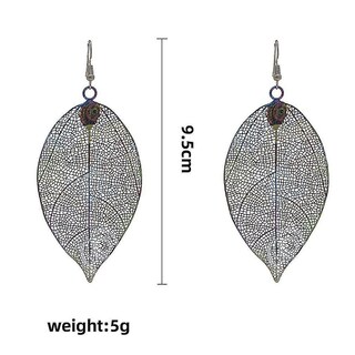 Foto 2 | Foto 2 | Pendientes Huoguo Forma De Gotas Metálicas Con Borlas De Hojas De Doble Capa - Venta Internacional.