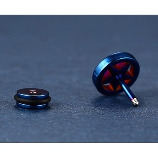Foto 5 | Foto 5 | Pendientes Huoguo Blue Punk De Acero Inoxidable Con Pentagrama Redondo - Venta Internacional.