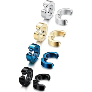 Foto 3 | Foto 3 | Pendientes Huoguo  4 Pares  De Acero Inoxidable Con Clip En Forma De Aro - Venta Internacional.