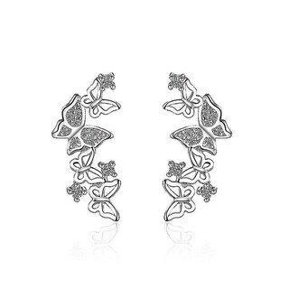 Foto 1 | Foto 1 | Pendientes Huoguo De Plata De Ley 925 Con Forma De Mariposa 3d Y Circonita Cúbica - Venta Internacional.