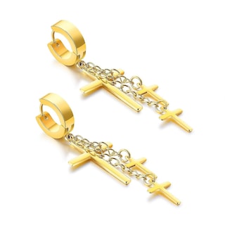 Foto 1 | Foto 1 | Pendientes Huoguo Con Forma De Argolla Colgante De Acero Inoxidable Dorado Con Forma De Cruz - Venta Internacional.
