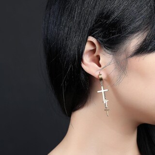 Foto 3 | Foto 3 | Pendientes Huoguo Con Forma De Argolla Colgante De Acero Inoxidable Dorado Con Forma De Cruz - Venta Internacional.