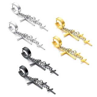 Foto 1 | Foto 1 | Juego De Pendientes De Acero Inoxidable Con Forma De Cruz Colgante  3 Pares - Venta Internacional.