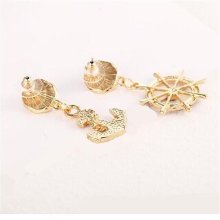 Foto 3 | Foto 3 | Pendientes Huoguo Para Mujer  Color Azul Y Blanco  Timón  Ancla  Marinero - Venta Internacional.