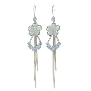 Foto 1 | Foto 1 | Pendientes Huoguo Con Aguja Dorada  Cadena De Cristal Para Viento Frío  Para Mujer - Venta Internacional.