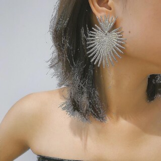 Foto 4 | Foto 4 | Pendientes Huoguo En Forma De Abanico Con Borla Geométrica Dorados - Venta Internacional.