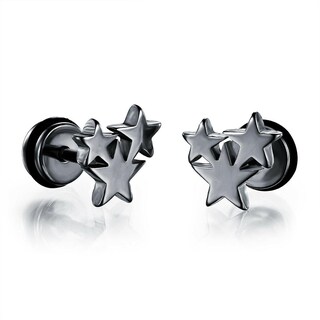 Foto 1 | Foto 1 | Pendientes Huoguo De Acero Inoxidable Con Estrellas Triples Negras Unisex - Venta Internacional.