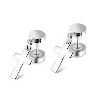 Pendientes Huoguo Con Forma De Cruz Con Barra De Acero Inoxidable  11 Mm - Venta Internacional.