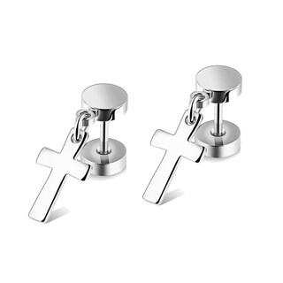 Foto 1 | Foto 1 | Pendientes Huoguo Con Forma De Cruz Con Barra De Acero Inoxidable  11 Mm - Venta Internacional.