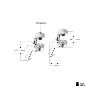 Foto 2 | Foto 2 | Pendientes Huoguo Con Forma De Cruz Con Barra De Acero Inoxidable  11 Mm - Venta Internacional.