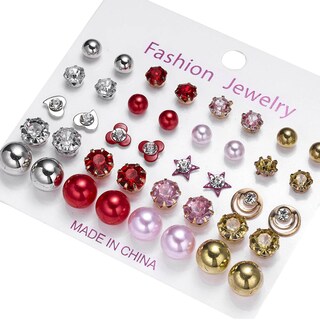 Foto 2 | Foto 2 | Pendientes Huoguo  Tarjeta De Circonio Y Perlas  20 Pares  Para Mujer - Venta Internacional.