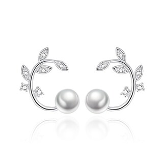 Foto 1 | Foto 1 | Pendientes Huoguo  De Aleación Con Forma De Flor Fresca  Perla Y Rama - Venta Internacional.