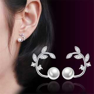 Foto 2 | Foto 2 | Pendientes Huoguo De Aleación Con Forma De Flor Fresca Perla Y Rama - Venta Internacional.