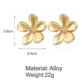 Foto 3 | Foto 3 | Pendientes Huoguo Flowerv De Aleación De Metal Dorado Para Regalo De Cumpleaños - Venta Internacional.