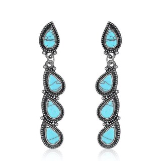 Foto 1 | Foto 1 | Pendientes Huoguo  Hoja Larga  Aleación De Circonio Verde Turquesa - Venta Internacional.