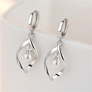 Foto 5 | Foto 5 | Pendientes Huoguo Girating Heart Pearl Para Mujer  Largos Y Retorcidos - Venta Internacional.