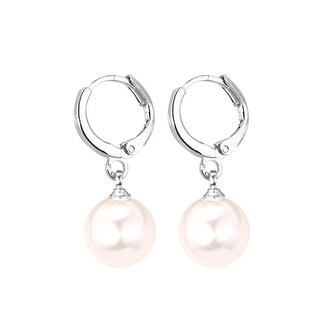 Foto 1 | Foto 1 | Pendientes Huoguo Pendientes De Aro De Plata Con Perla Falsa Blanca - Venta Internacional.