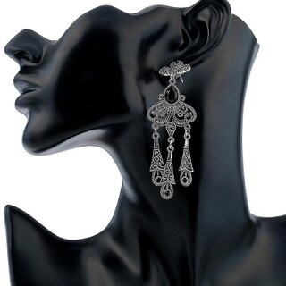 Foto 2 | Foto 2 | Pendientes Huoguo  Hojas Huecas  Piedras Preciosas  Borlas  Aleación - Venta Internacional.