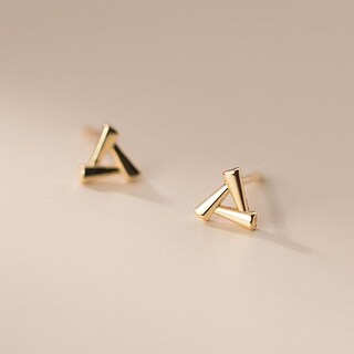 Foto 2 | Foto 2 | Pendientes Dorados Con Forma De Triángulo Hueco Con Forma De Triángulo Cuadrado - Venta Internacional.