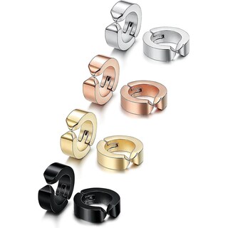 Foto 4 | Foto 4 | Pendientes Huoguo De Acero Inoxidable Con Clip En Forma De Aro Huggie 4 Pares - Venta Internacional.