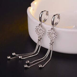 Foto 2 | Foto 2 | Pendientes Largos Huoguo Con Borla En Forma De Corazón De Cobre Para Mujer (2 Unidades) - Venta Internacional.