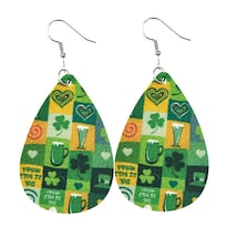 Pendientes Huoguo Con Forma De Gota Verde Para El Día De San Patricio Para Mujer - Venta Internacional.