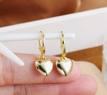 Foto 3 | Foto 3 | Aretes Colgantes Xtellar De Plata De Ley 925 Para Mujer Diseño De Corazón Chapados En Oro De 14k Regalo De Joyería Perfecto