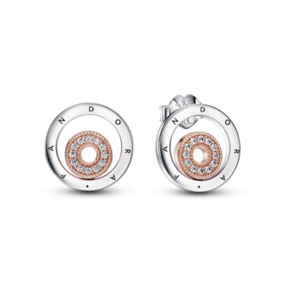 Foto 1 | Foto 1 | Aretes Pandora Botón Círculos Dos Tonos Logotipo Signature 282314c01 Joyería De Lujo Para Mujer Ideal Para Regalo Elegante