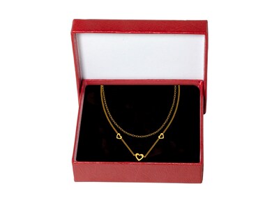 Foto 5 | Foto 5 | Gargantilla Corazones Doble Cadena 45cm Acero Inoxidable Tono Dorado CH19