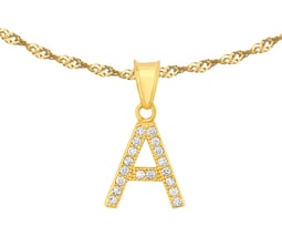 Gargantilla Inicial ''a'' 45cm De Chapa De Oro 18k Ch83