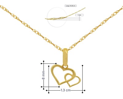 Foto 6 | Foto 6 | Gargantilla Doble Corazon 45cm 10k Ci285