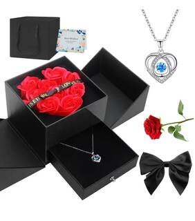 Foto 1 | Foto 1 | Collar Xtellar Dije Corazón 925 Plata Y Caja De Regalo De Rosas