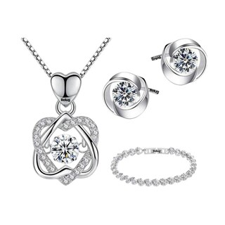 Foto 1 | Foto 1 | Collar De Corazón Plata 925 Mujer+ Pendientes Y Pulsera,4en1 Belug Plata