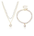 Collar Xtellar De Perlas Pulseras Elegante Lujo Joyería De Mujer 2p