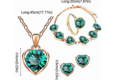 Foto 5 | Foto 5 | Collar Aretes Anillo y Pulsera Xtellar Corazón de Cristal