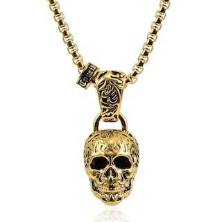 Foto 2 | Foto 2 | Collar Crucible Con Calavera De Acero Chapado En Oro Envejecido Y Pulido - Venta Internacional.