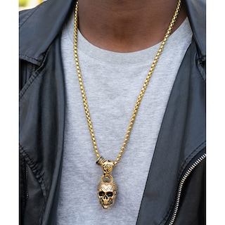 Foto 3 | Foto 3 | Collar Crucible Con Calavera De Acero Chapado En Oro Envejecido Y Pulido - Venta Internacional.