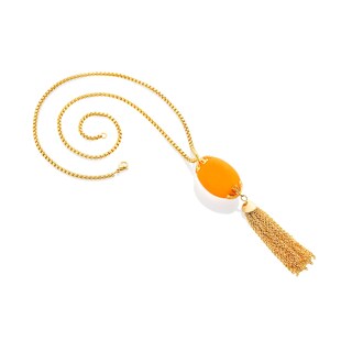 Foto 2 | Foto 2 | Collar West Coast Jewelry Elya Chapado En Oro Con Calcita Naranja Sintética - Venta Internacional.