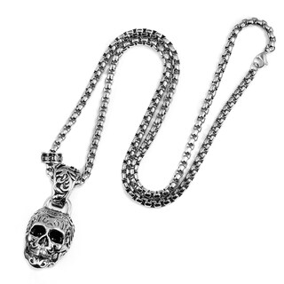 Foto 1 | Foto 1 | Collar Crucible Con Calavera De Acero Inoxidable Envejecido Y Pulido - Venta Internacional.