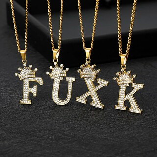 Foto 3 | Foto 3 | Collar Huoguo Con 26 Letras Inglesas Con Colgante De Corona Para Mujer - Venta Internacional.