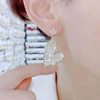 Foto 5 | Foto 5 | Pendientes De Tuerca Huoguo Diamond Hollow Love Con Incrustaciones De Diamantes De Imitación - Venta Internacional.