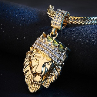 Foto 1 | Foto 1 | Collar Huoguo Con Forma De León Con Diamantes De Imitación Completamente Helados Para Hombre - Venta Internacional.